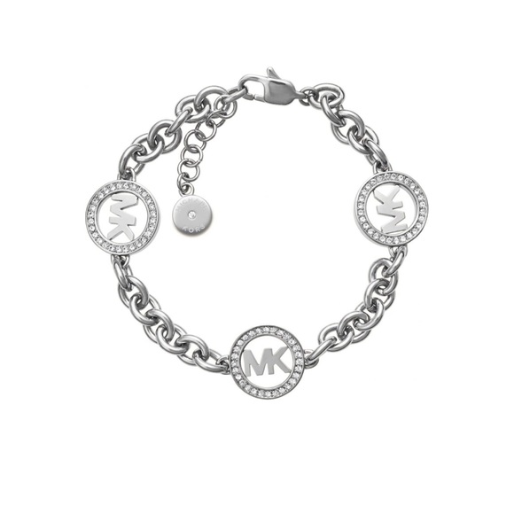Michael Kors Women's Stainless Steel Chain Bracelet with Crystal Accents Silver - Picture 1 of 11